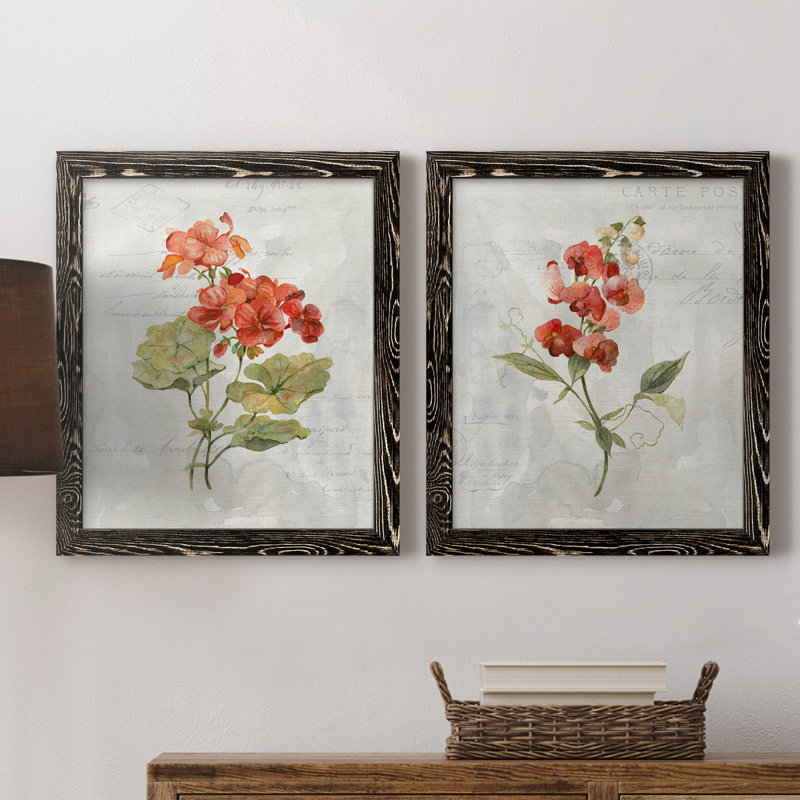 Lin, géranium, ensemble de reproductions d'art sur toile, Cadre noir, H 43,5 po x l 31,5 po x P 1 po