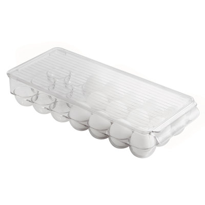 iDesign Plastic Egg Holder Fridge Organizer with Front Handle - 14.57" x 6.25" x 3", Clear