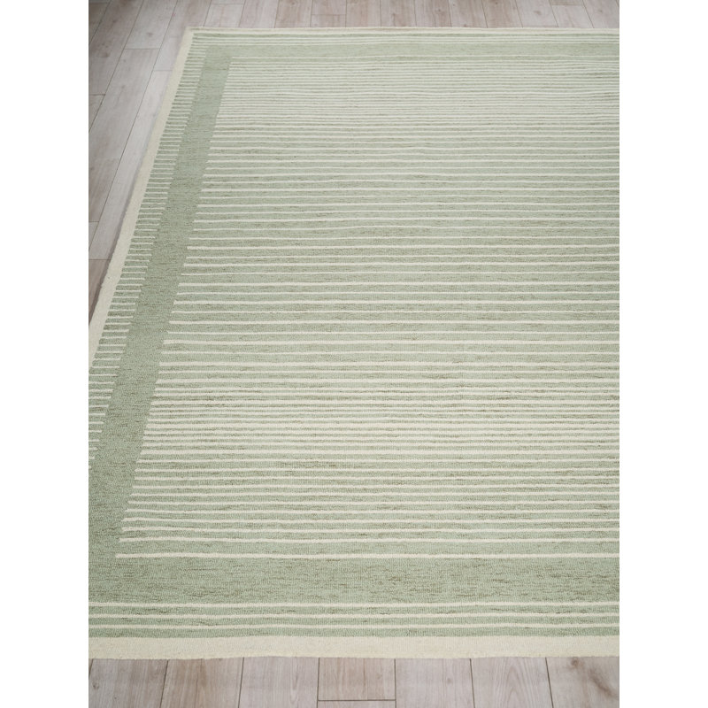Dusseldorf Handmade Hand Tufted Sage Green/Ivory Area Rug, Rectangle 12' x 15'