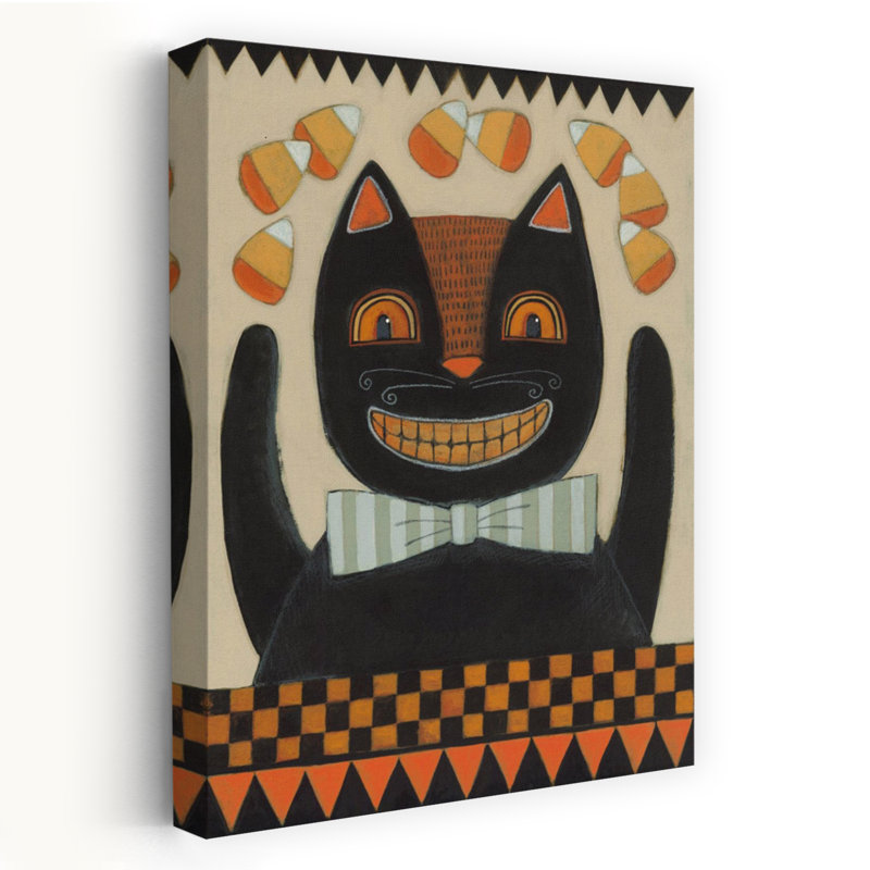 Art d'Halloween chat contemporain noir, H 24 po x l 16 po