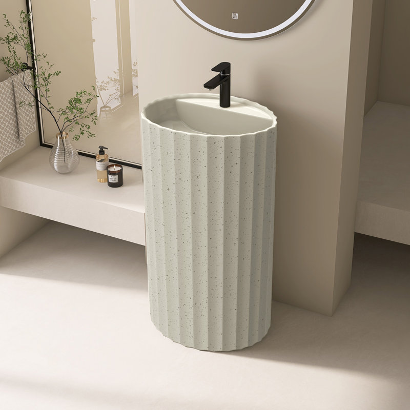20" X 16" Solid Surface Pedestal Sink Bathroom Sink