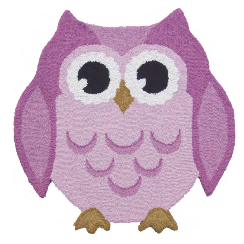 Flossie Animals Owl Flatweave Wool Pink Rug