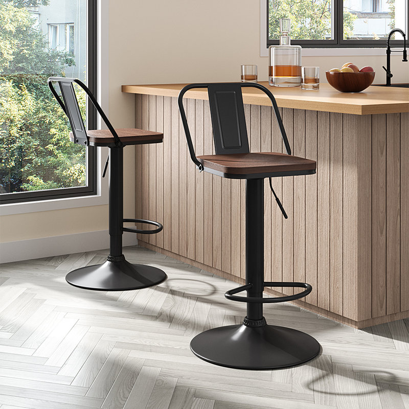 Adelin Swivel Adjustable Height Counter Stool with Metal Frame