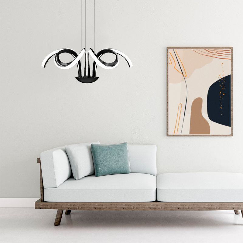 Lustre linéaire moderne à 1 lumière Aelicia, Noir mat