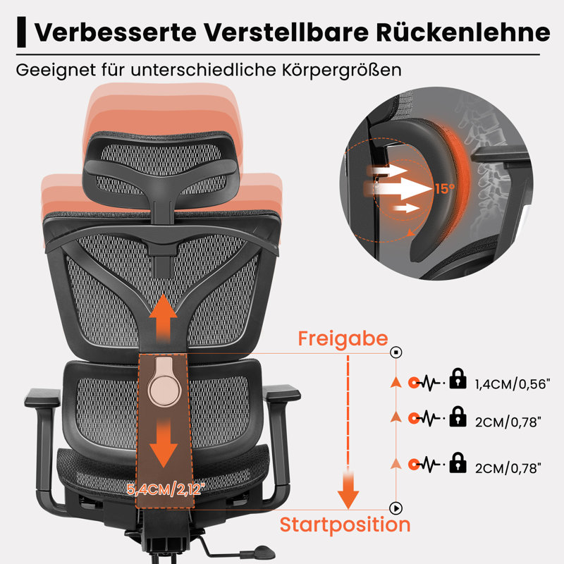 Franich Nylon Office Chair with Headrest, Black