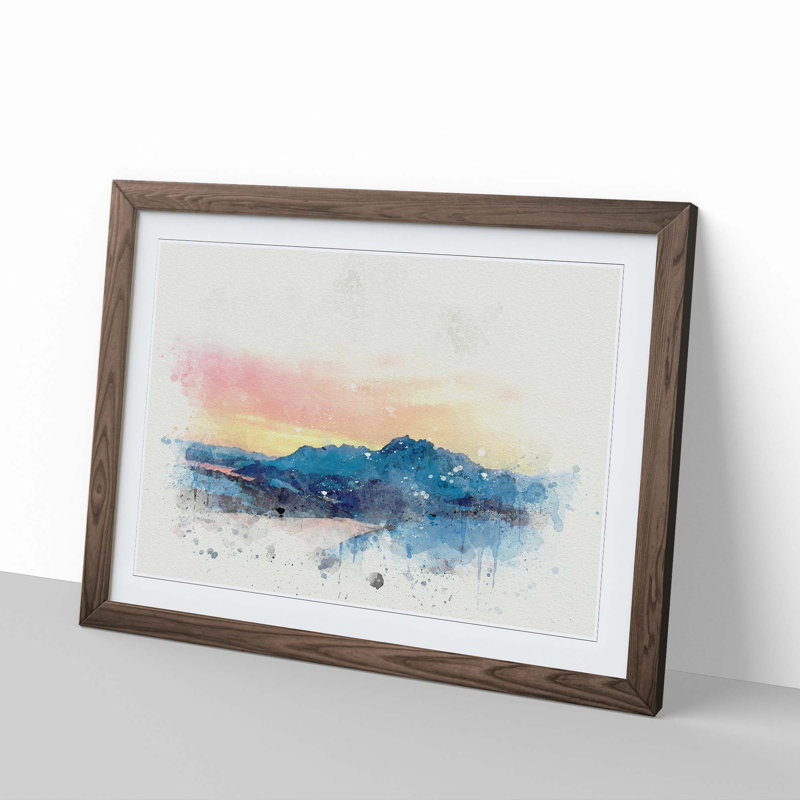Mountains in Tromso Norway in Abstract - Framed Print, 27cm H x 36cm W x 2cm D, Walnut Framed