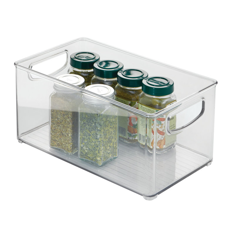 iDesign Plastic Storage Organizer Bin with Handles for Kitchen, 3 Pack, Clear