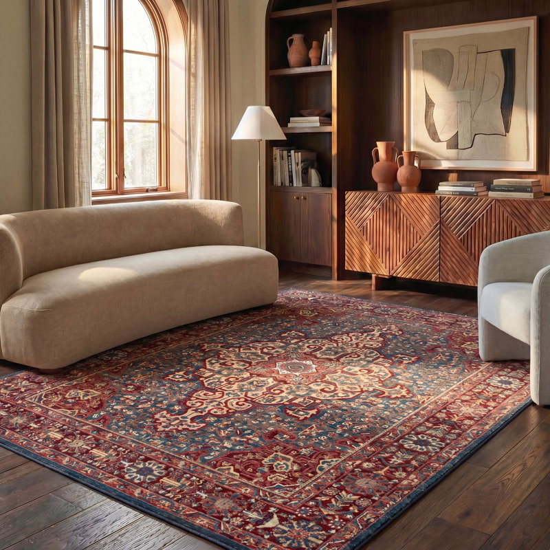 Tapis performance oriental Kurtz, Rectangle 10 pi x 14 pi, Blue/Red