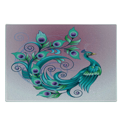 East Urban Home Glass Peacock Cutting Board