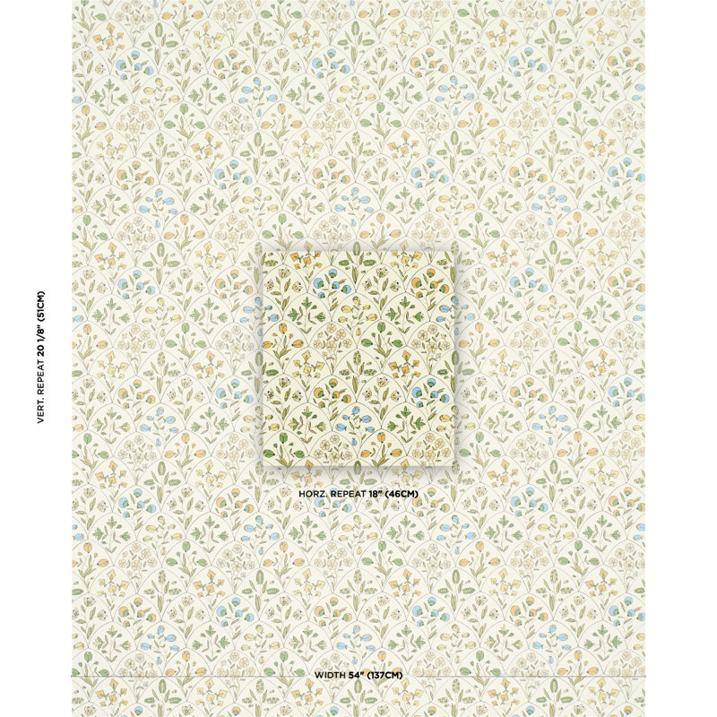 Frances Scallop Floral Wallpaper, Off White