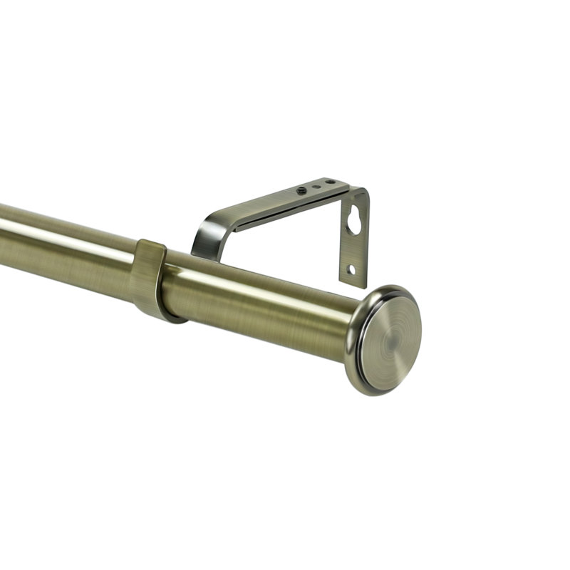 Tringle à rideaux simple réglable 1 po Adelaida, l 48 po à 84 po, Laiton antique