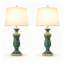 Ensemble de 2 lampes de table traditionnelles en résine verte de 68,5 cm de hauteur, lampes de chevet à intensité variable (3 niveaux) pour chambre ou salon.