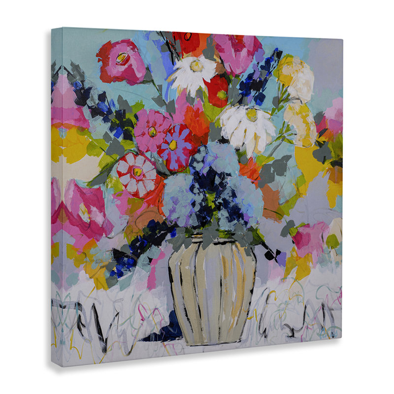 Toile moderne à bouquet lumineux, design par Joan Curtis, H 24 po x l 24 po