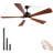 60'' Modern 5-blade Ceiling Fan With Led Light & Remote Control, Reversible Motor, Walnut Solid Wood Blades – Black Finish