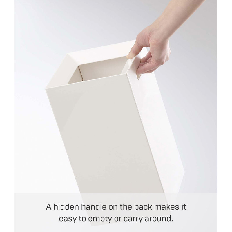 White ABS Plastic Modern Trash Can with Handle, 2.5 Gallons
