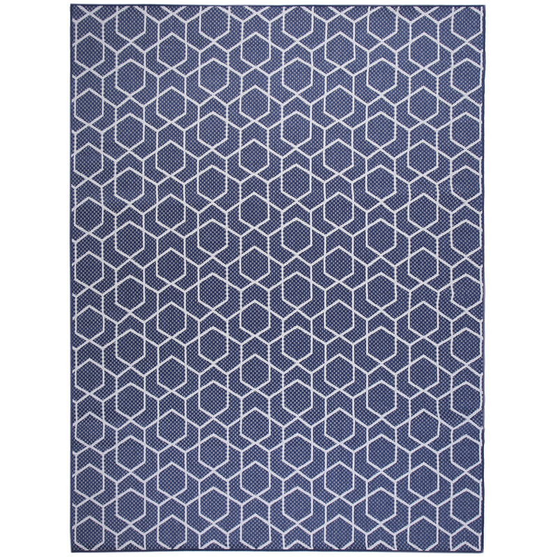 Reidy Modern Indoor/Outdoor Rug, Rectangle 8' x 10', Navy