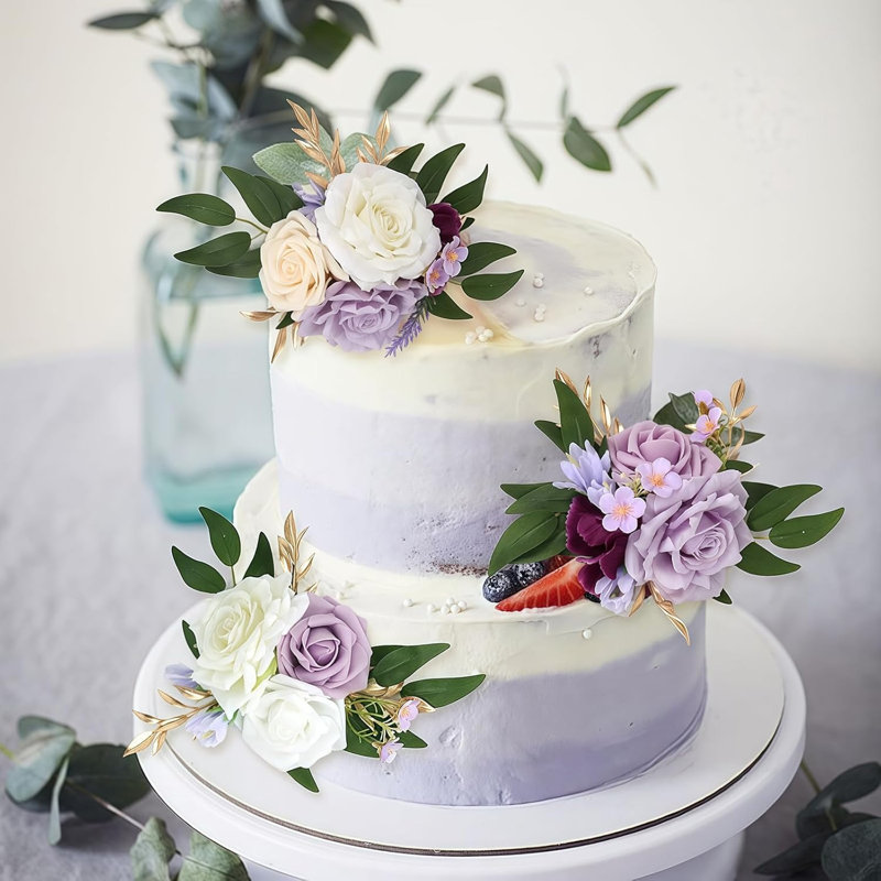 3 pièces de décoration de gâteau de mariage, Mauve