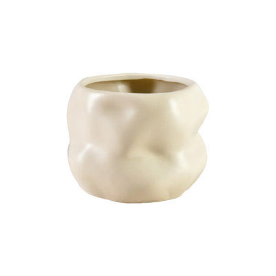 Orren Ellis Ceramic Sculptural Vase, Modern Organic Vase For Home, Event Decor, Table Centerpiece, Or Gifting - Perfect For Fresh Or Dried Flowers, 6.5" Diameter & 5" Tall