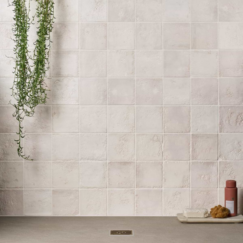 Navari 5x5 Textured Matte Ceramic Tile, White Matte