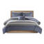 Édredon pour lit simple et drap avec coussin décoratif - rayures calmes bleues et grises
