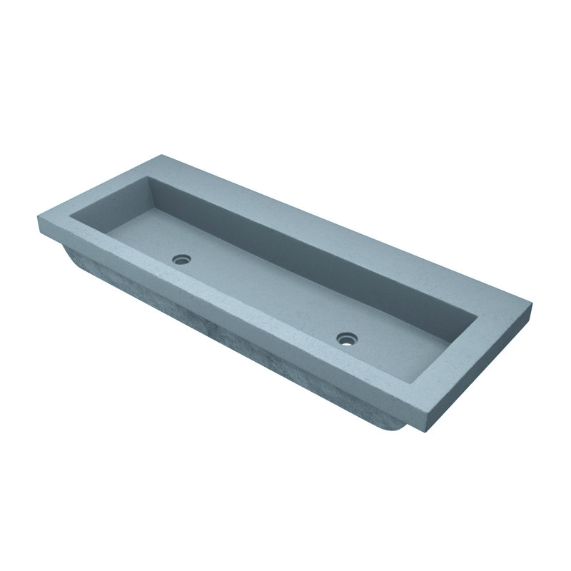 Lavabo de salle de bain en béton rectangulaire encastré sur le comptoir de 48 po fabriqué à la main NativeStone, Océan