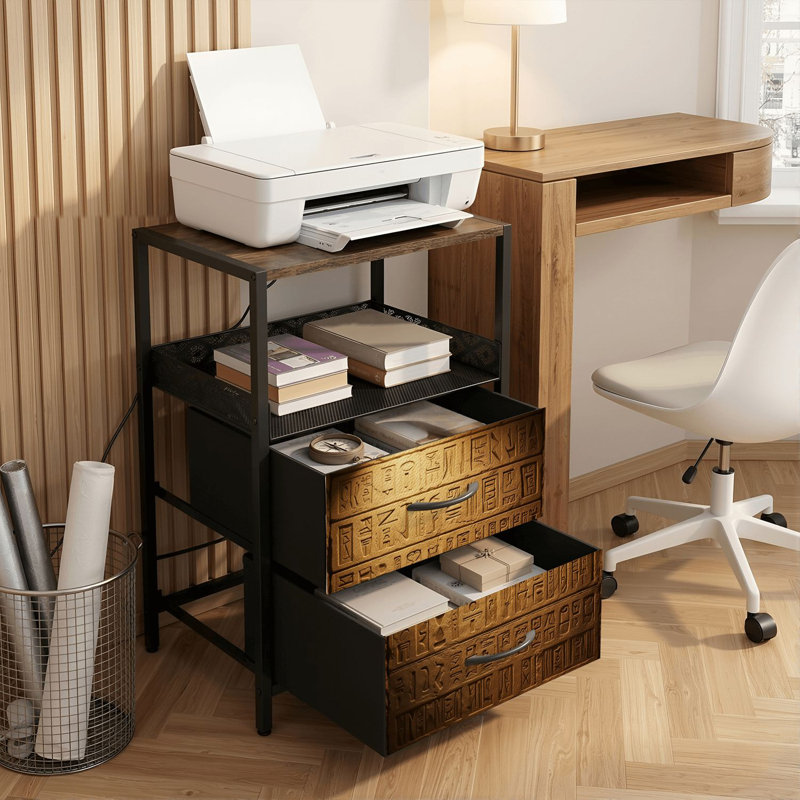 Table de chevet 2 tiroirs avec station de charge, table de chevet de chambre à coucher avec ports USB et prises ouvertes - tablette noire