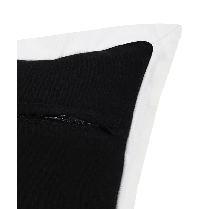 Contemporary Solid Color Stitched Hand-Made 100% Cotton Decorative Throw Pillow Cover, Black/White, Polyester