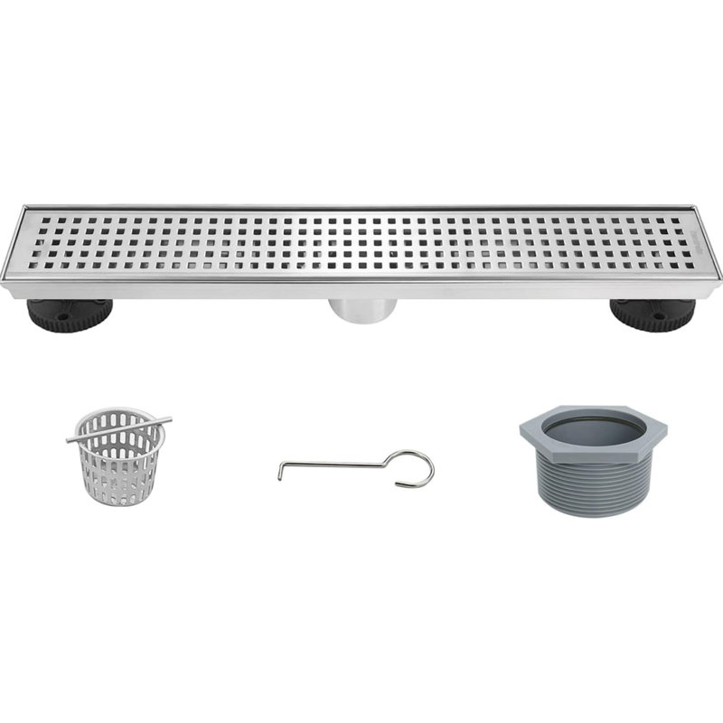 Neodrain Linear Shower Drain 18 Inch SUS304 With Classic Square Grate Design For Bathroom
