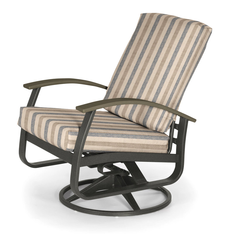 Askar Swivel Powder Coated Aluminum Outdoor Lounge Chair, Wren, Beachwood P40, Textured Graphite