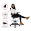 Chaise ergonomique ergonomique à dossier moyen en maille avec repose-pieds, tabouret de bureau pivotant assorti pour bureau debout, noir