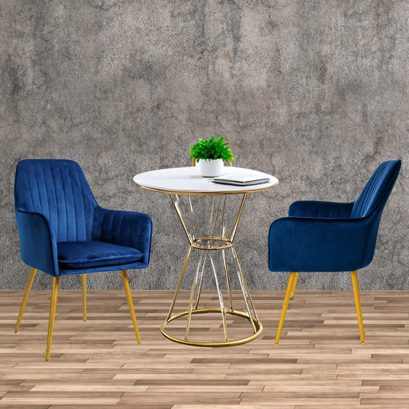Jevita Velvet Arm Chair, Set Of 2, Blue