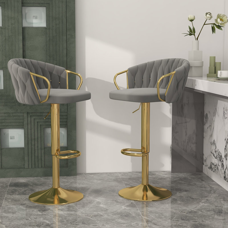 Christal Height Adjustable Swivel Bar Stool, Grey
