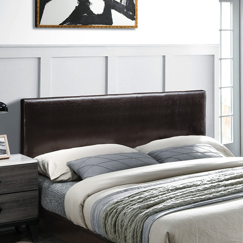Tête de lit ajustable en similicuir pour lit grand moderne brun 1pc, Grand lit