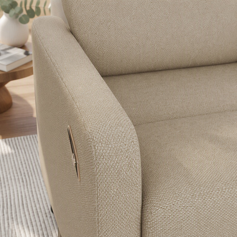 Fauteuil inclinable manuel pivotant avec rotation à 360 ° et coussin rembourré, Brun-Power - Bouton-poussoir