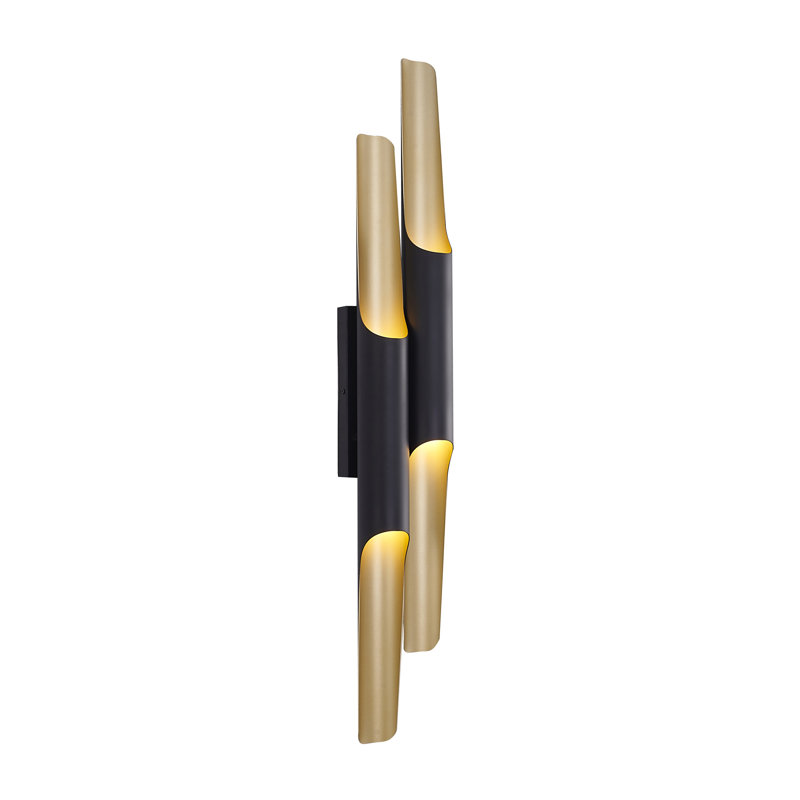 Modern 4 Light Sleek Black and Gold Wall Sconce