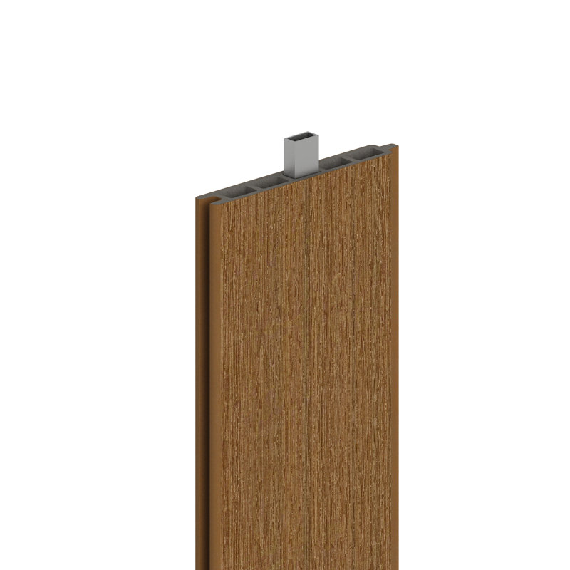 Ensemble de panneau de clôture vertical en teck péruvien ultra plat de 6 pi x 6 pi UltraEeasy avec cadre gris, Peruvian Teak