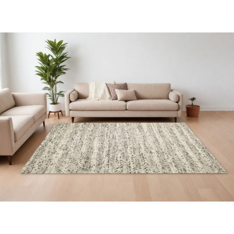 Tapis gris en laine 7 pi x 9 pi