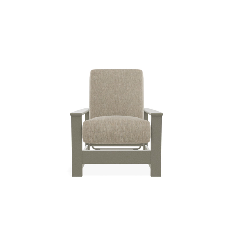 Leeward Marine Grade Polymer Deep Seating Cushion Arm Chair with Hidden Motion, Grasscloth Dune, Storm