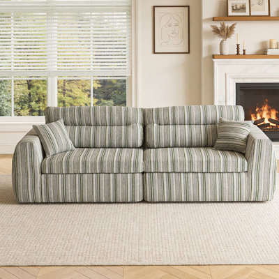Woven Chenille Striped Compression Sofa With High-Density Sponge