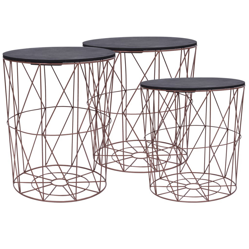Table basse avec rangement Sweitzer, Cuivre, Bleu