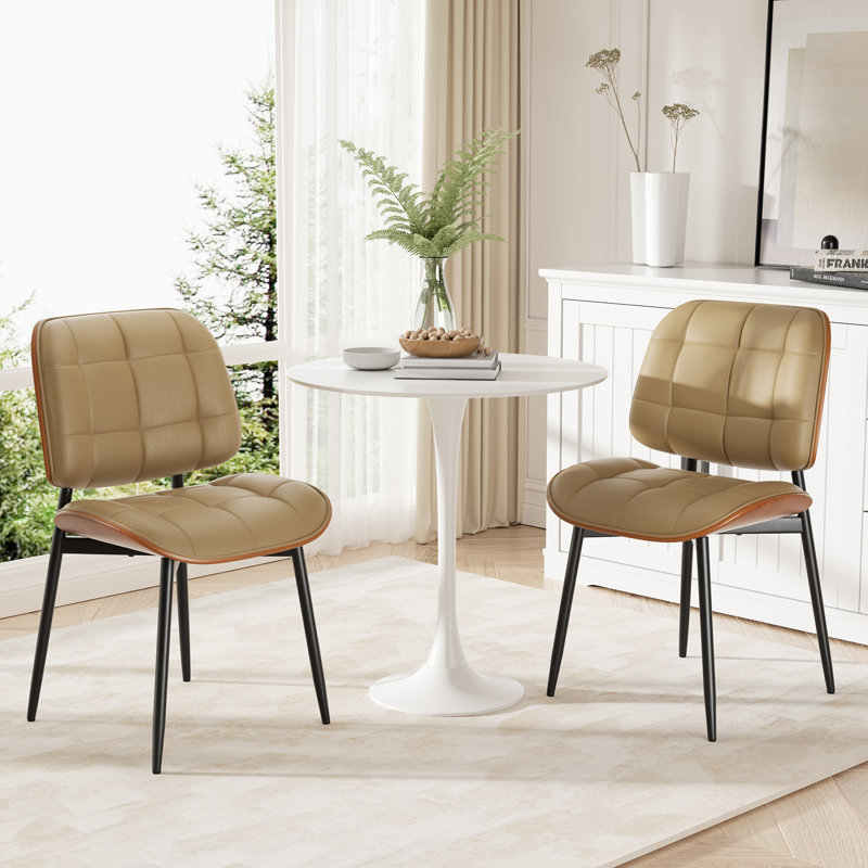 PU Leather Upholstered Dining Chairs With Stitched Detailing And Soft Padding - Perfect Side Chairs For Dining Rooms, Kitchens, And Living Rooms