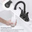 2 robinets de salle de bain 2 mats noirs - 4 pouces avec bonde escamotable et boyaux à longue durée, antirouille, pour lavabo-121638744