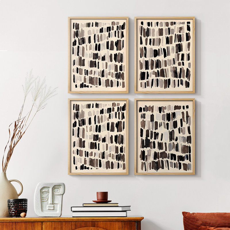 «Chalk and Flint I», reproduction encadrée - ensemble de 4, Noir, H 20 po x l 16 po