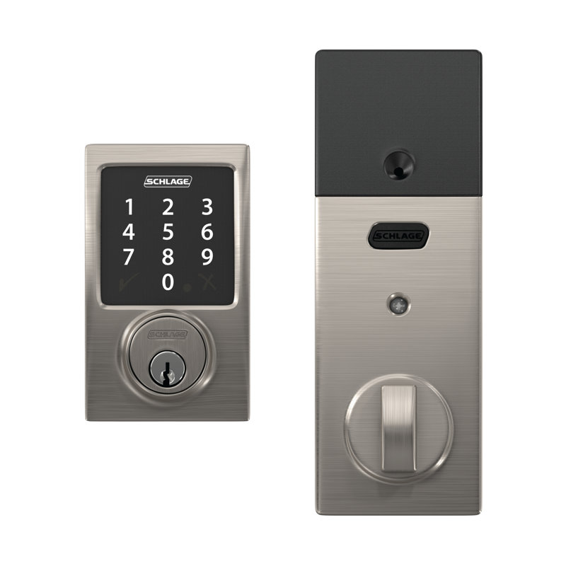 Century Single Cylinder Electronic Deadbolt with Z-Wave Technology, Satin Nickel