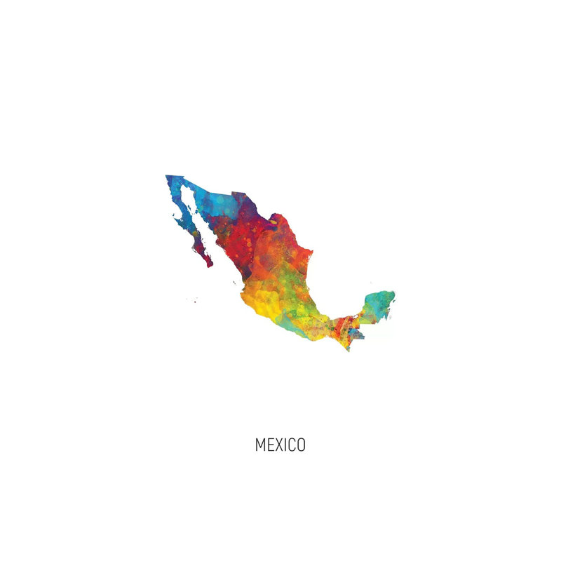 Mexico Map by Michael Tompsett - Wrapped Canvas Art Prints, 20.32 cm H x 30.48 cm W