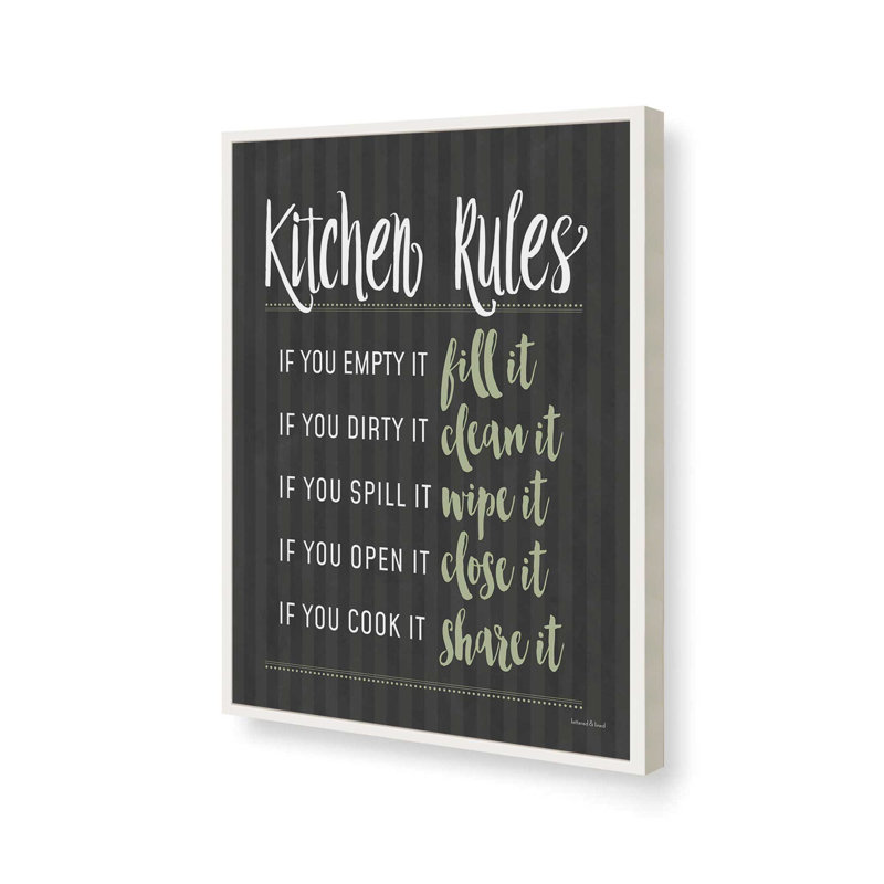«Kitchen Rules» par Art texturé, L 18 po x H 24 po, Blanc, Impression encadrée