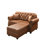 Canapé en similicuir de 63 po avec garniture cloutée et accoudoirs roulés, canapé Chesterfield de style Mid-Century capitonné avec boutons, brun