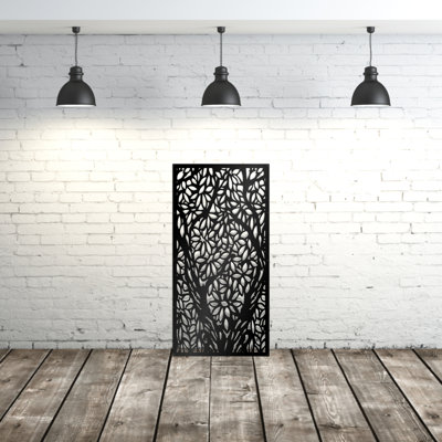 Magnolia Aluminum Laser-Cut Privacy Screen Panel  – Powder-Coated Outdoor Metal Wall Art, Decorative Garden Fence Privacy Divider