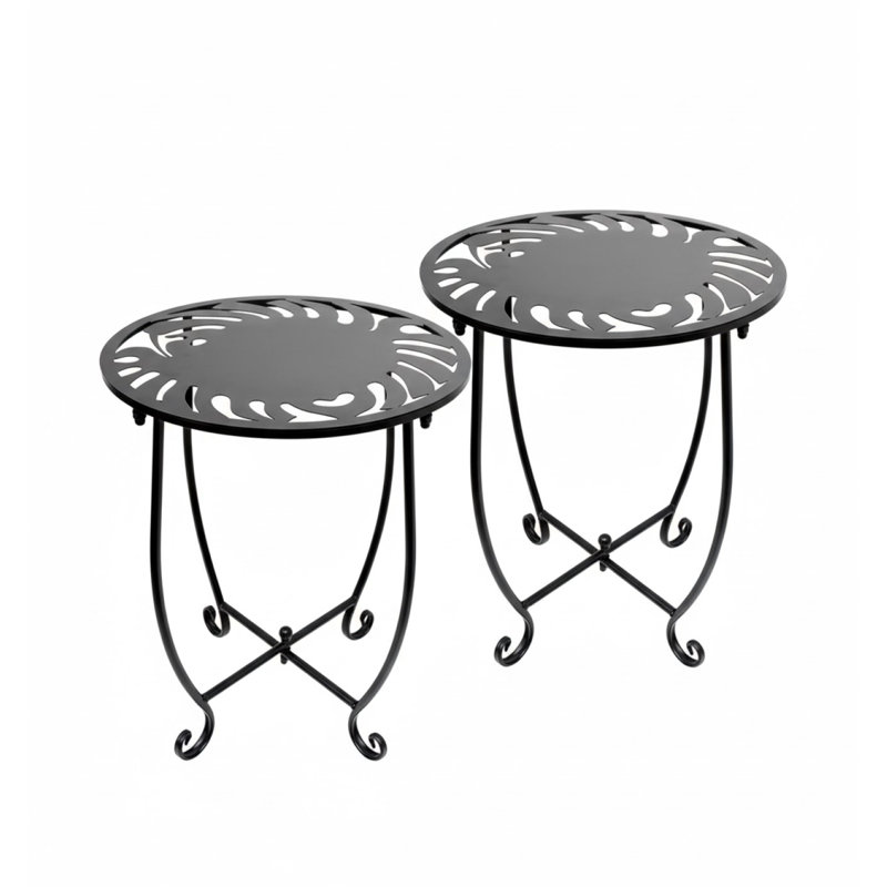 Round Metal Outdoor Side Table , 14cm cm W 14cm cm D
