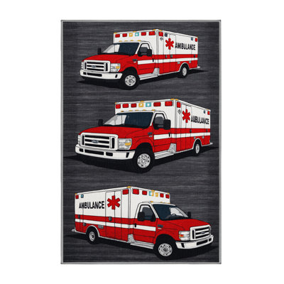 Machine Washable Transportation Gray Area Rug